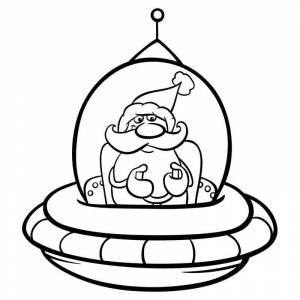 Раскраска Дед мороз в день космонавтики