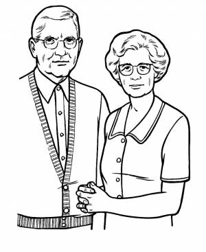 Раскраска Бабушка И Дедушка