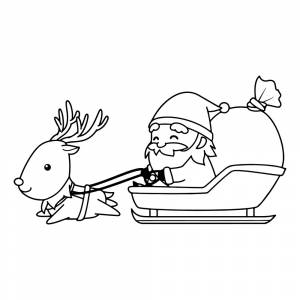 Раскраска Дедушка Мороз едет на санях