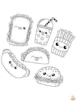 Бесплатные печатные раскраски Kawaii Food для детей