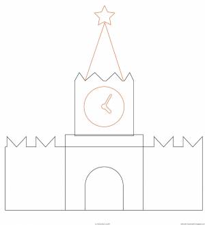 Раскраска Спасская башня Кремля для детей