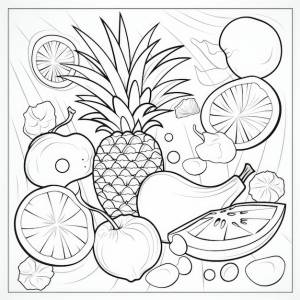 Черно-белая раскраска фруктового салата