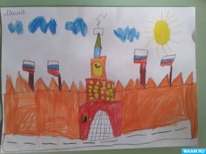 Конспект занятия по рисованию в старшей группе «Спасская башня Кремля»