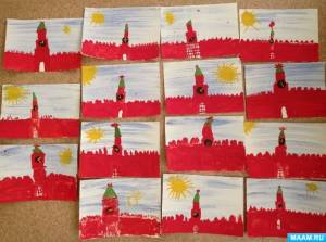 Конспект НОД по рисованию в подготовительной группе «Спасская башня Кремля»