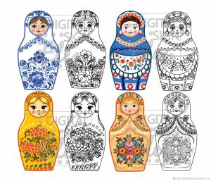 Раскраска Матрёшки в интернет-магазине на Ярмарке Мастеров