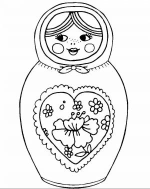 Раскраска русская матрешка  поэтапно
