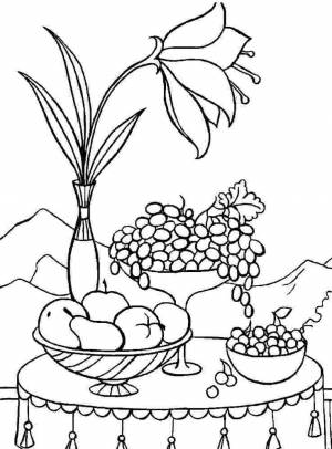 Натюрморт раскраска для детей
