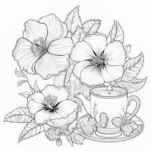 Очаровательная симметрия замысловатый натюрморт красивая страница для взрослых с кофе и цветами