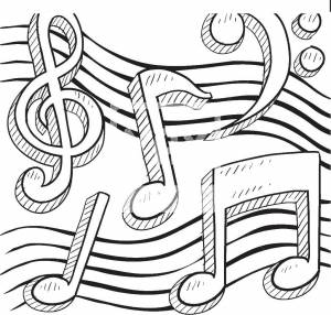 Раскраски Раскраска Музыкальные ноты Музыка Насекомые