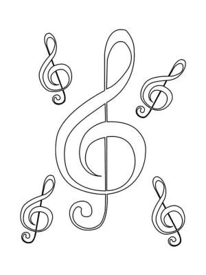Раскраски Ноты и скрипичный ключ