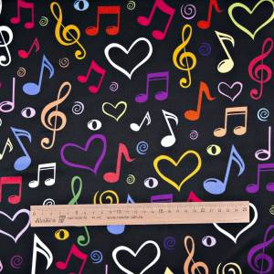 Весёлые нотки на чёрном,ткнь с нотами,ноты,цветные ноты,нотки в интернет-магазине Ярмарка Мастеров по цене 1050 ₽