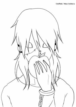 Раскраска Сал Фишер с яблоком