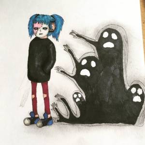 Картина «Салли Фейс» Бумага, Фломастер 2019 г