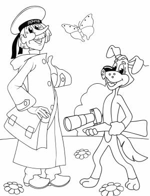 Раскраска Печкин и Шарик