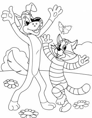 Раскраска Шарик и Матроскин