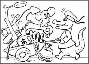 детская раскраска на тему чебурашка и крокодил гена