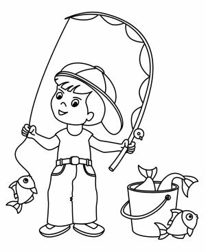 Раскраска Рыбак с удочкой