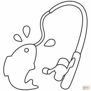 Раскраска Смайлик с удочкой