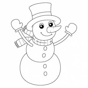 Снеговик рождественская изолированная раскраска для детей