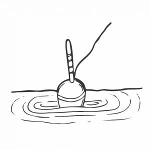 Линейный рисунок рыболовного поплавка tefishing floatmplate для ваших дизайнерских работ vector illust