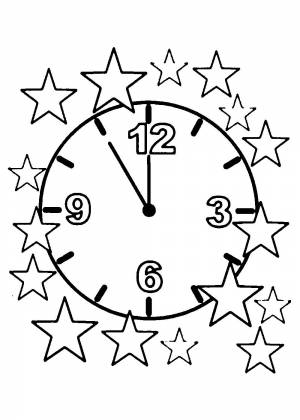 Трафарет часы на новый год