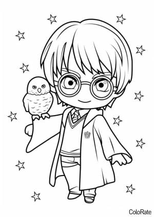 Раскраска Чиби Гарри Поттер