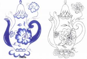 Картинки гжельская роспись раскраски