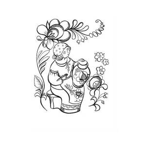 Раскраска роспись кувшина Гжель