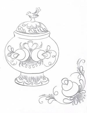 Раскраски Гжельская роспись для детей шаблоны