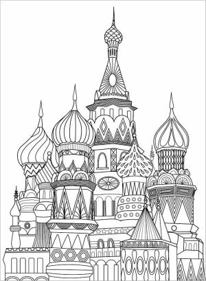 Раскраска Храм Вася Блаженного 10