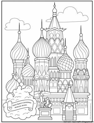 Раскраска храм Вася Блаженного для детей