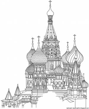 Раскраска храм Вася Блаженного для детей