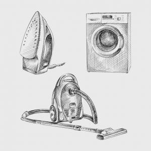 Эскиз набор рисованной бытовой техники