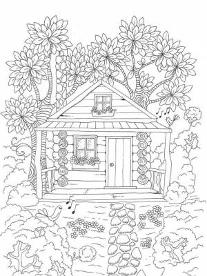 Раскраски Домик в лесу   в формате