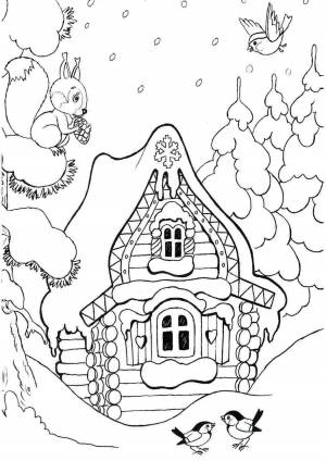 Раскраска домик лесу