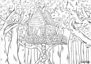 Раскраска Домик на дереве