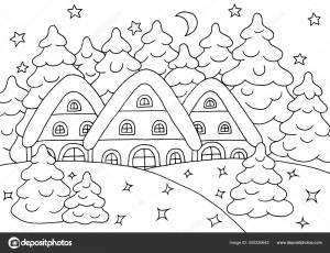 Дома в зимнем лесу