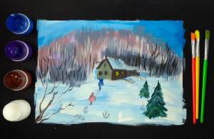 ✓Рисунок Домик в лесу