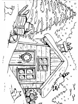 Раскраски Домик в лесу   в формате