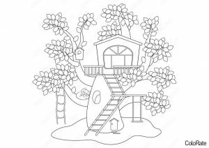 Раскраска Домик на дереве