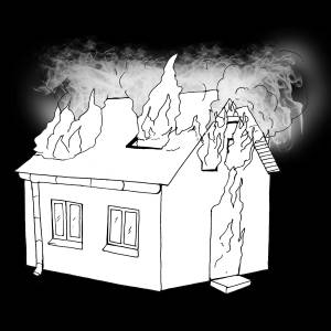 Рисунок карандашом горящий дом