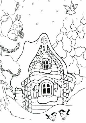 Раскраска Домик в деревне