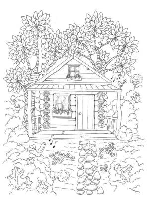 Раскраска Домик в лесу