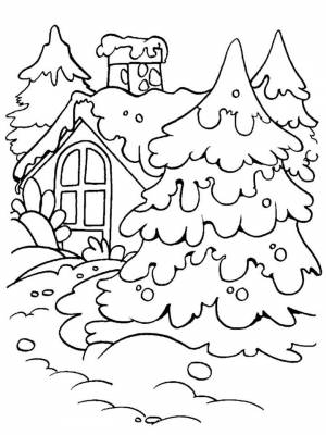 Раскраски Домик в лесу   в формате