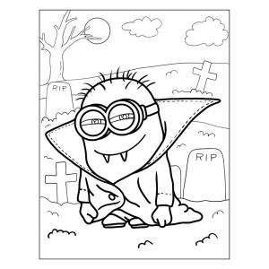 Раскраска Дракула миньон на Хэллоуин