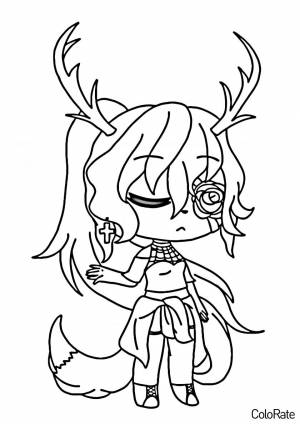 Раскраска Гача Лайф Девочка Олень