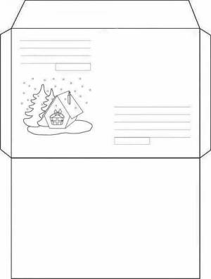 Раскраски Конверт новогодний
