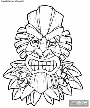 tiki hawaiano dibujo para colorear