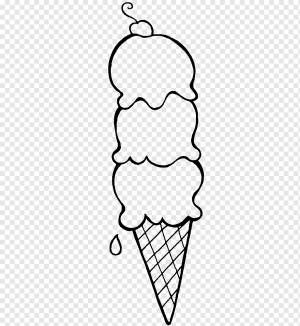 Ice Cream Cones Sundae Книжка-раскраска, мороженое рисованной, кремовый, белый, монохромный png