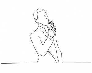 Человек ест мороженое линии искусства иллюстрации